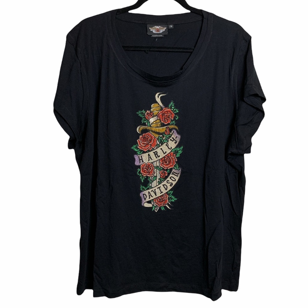 COPY - Harley-Davidson Womans Tee Sz 1W NWOT Bling Short